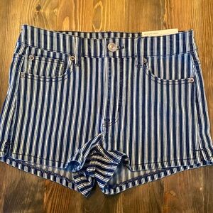 AE hi-rise shortie striped denim